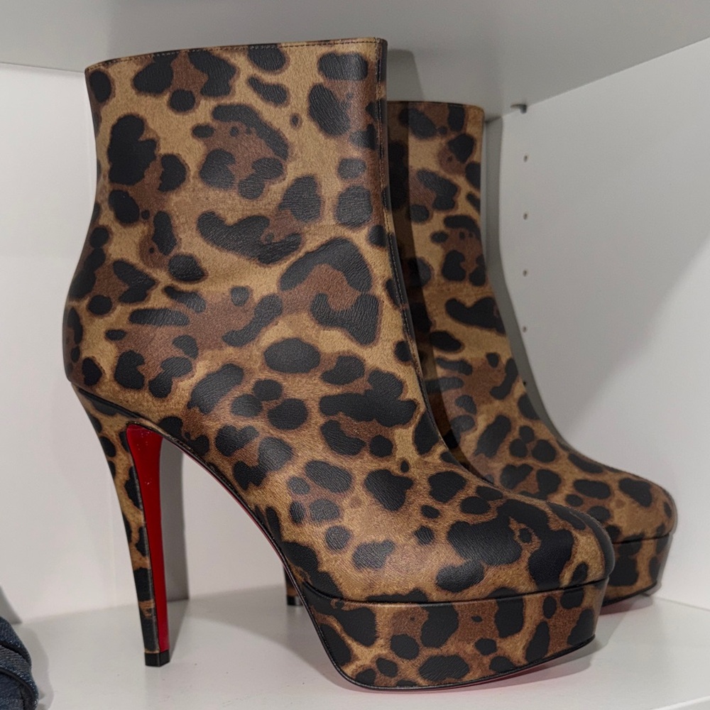 Christian Louboutin Bianca Leopard Boots 120mm (30mm platform) 37.5